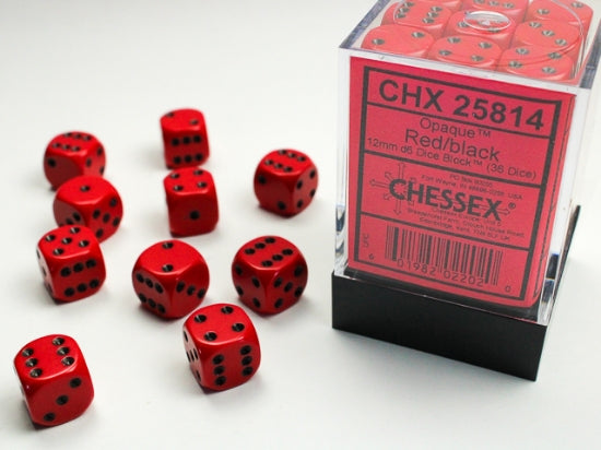 Brique 36 d6 12mm Rouge et noir - Opaque