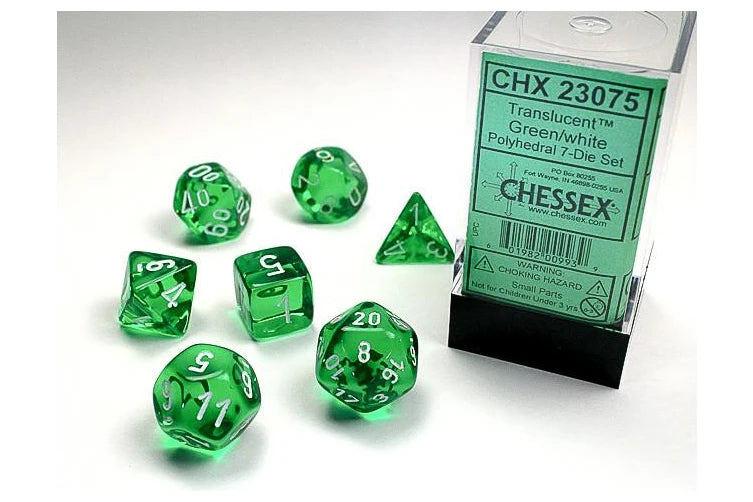 Ensemble dés polyédriques Vert / Blanc - Translucent