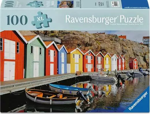 Cabanes de bateaux colorés en Suède - 100 mcx XL