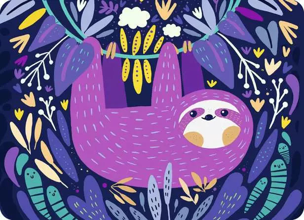 Purple Sloth Smile - 100 pcs