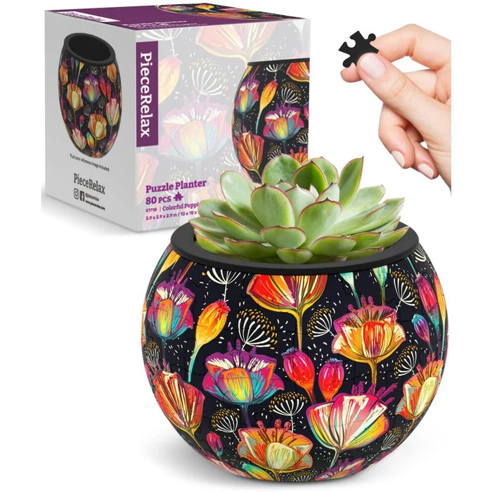 3D Puzzle Planter - Colorful Poppies