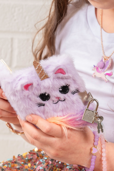 Mini journal intime peluche - Licorne