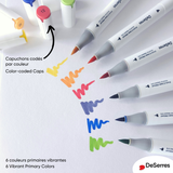 Ensemble marqueurs à l'alcool double pointe - Couleurs primaires (6)