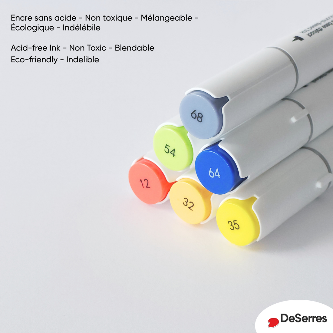 Ensemble marqueurs à l'alcool double pointe - Couleurs primaires (6)