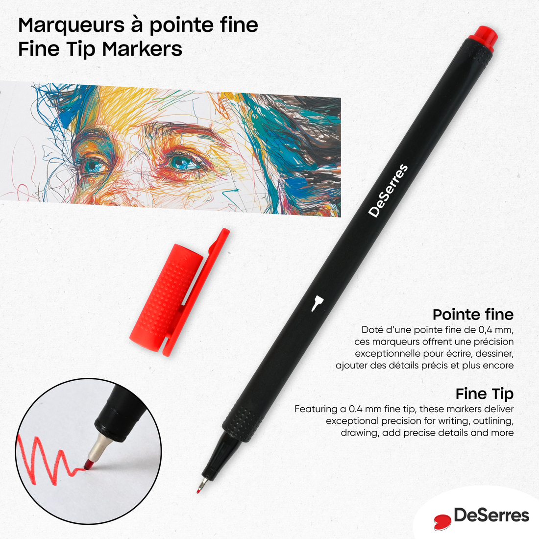 Ensemble de marqueurs à pointe fine 0.4 mm (36)