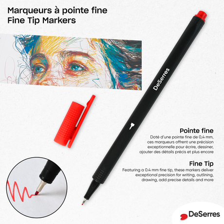 Ensemble de marqueurs à pointe fine 0.4 mm (36)