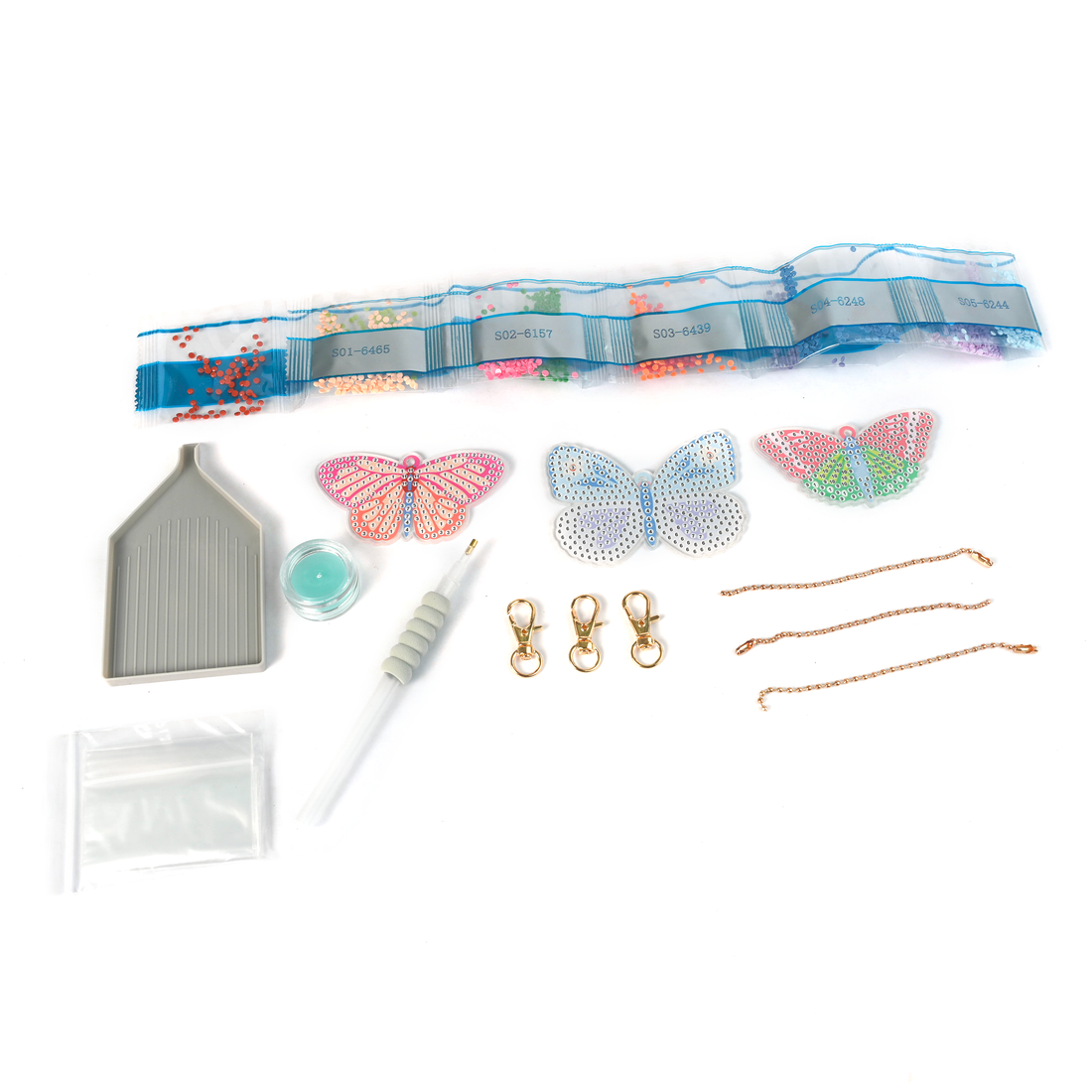 Porte-clés à diamanter DIY - Papillons (Bil)