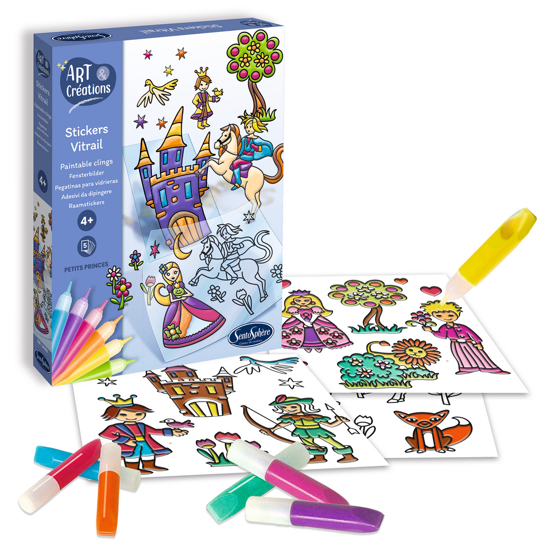 Autocollants vitrail - Princes et princesses (Multi)