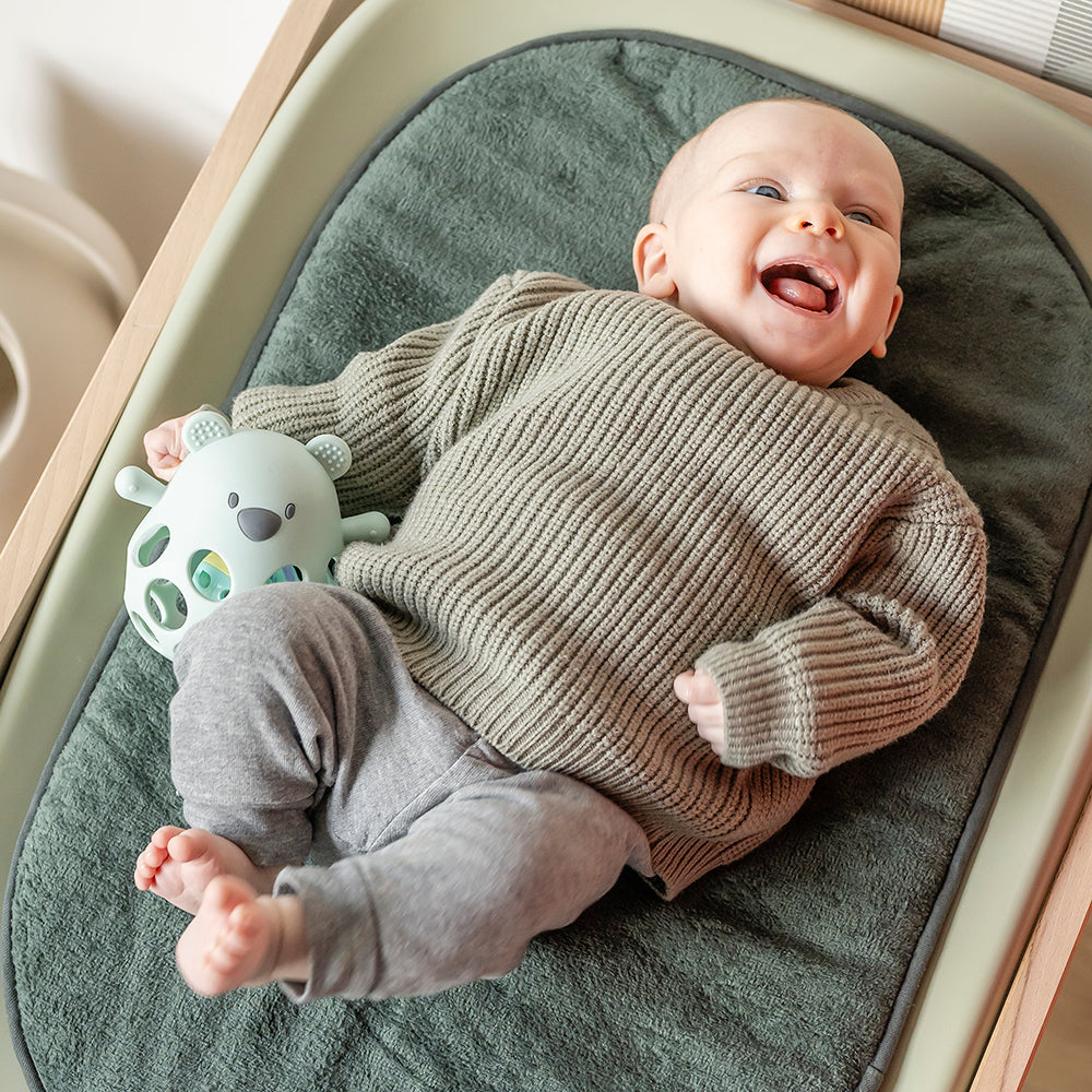 Nattou - Hochet ours en silicone avec balle - Vert aqua