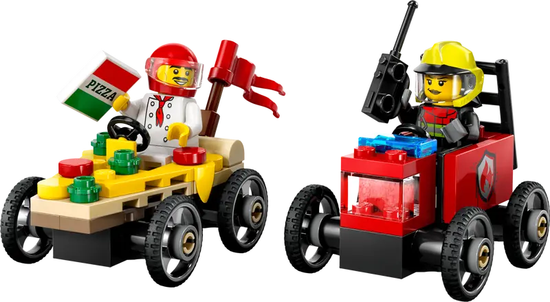 Pizza vs. Fire Truck Race Car Pack - City
