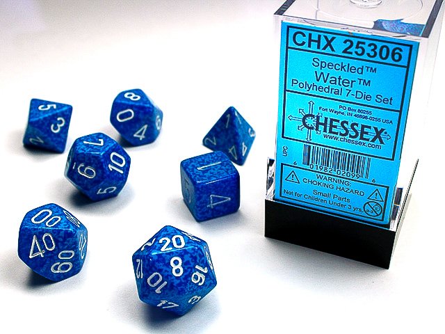 Water Polyhedral Dice Set - Speckled