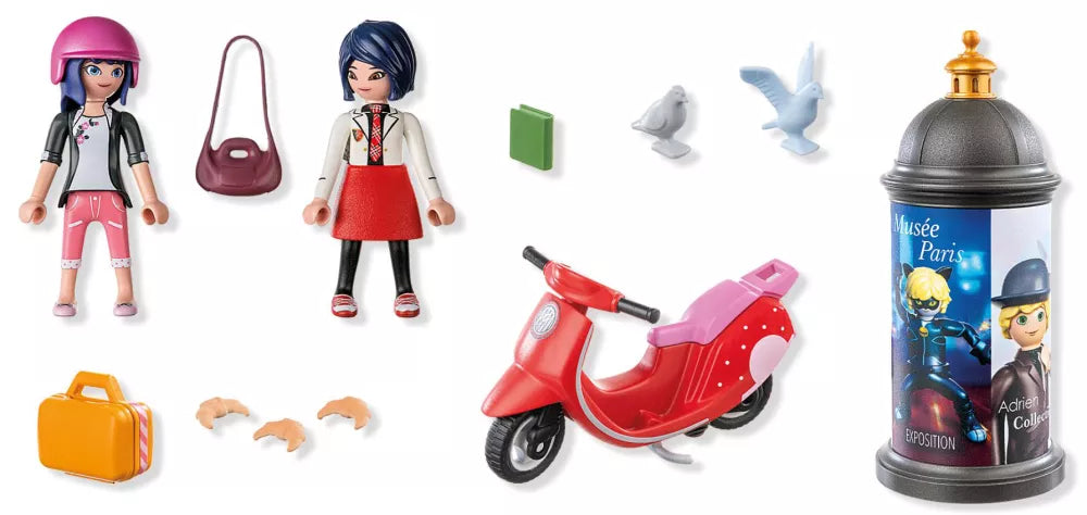 Marinette à scooter et Kagami - Miraculous