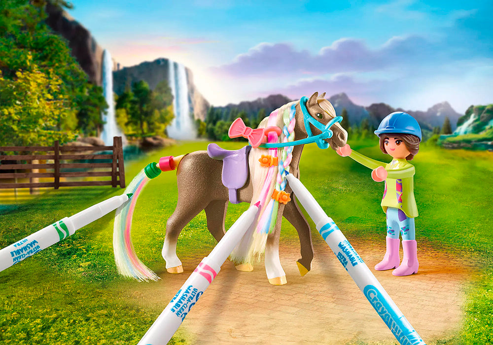 Cavalière avec crinière de cheval à colorier - Horses of Waterfall