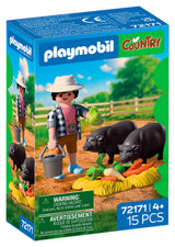 Agriculteur avec cochons vietnamiens - Country