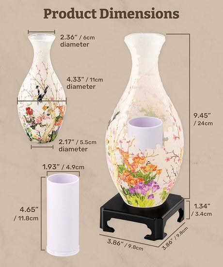3D Puzzle Vase - Flowers and Birds