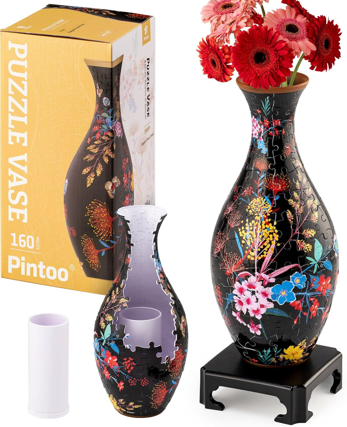 3D Puzzle Vase - Elegant Floral Print
