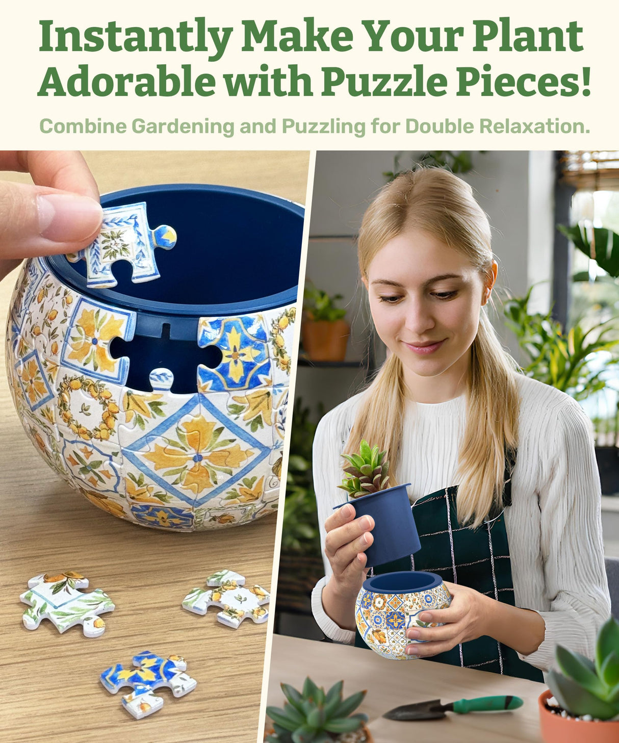 3D Puzzle Planter - Retro Tiles