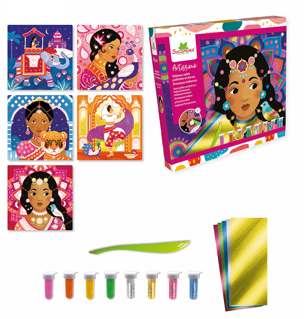 Artissimo - XL 10 Sand and Gold paintings - Indian Princesses