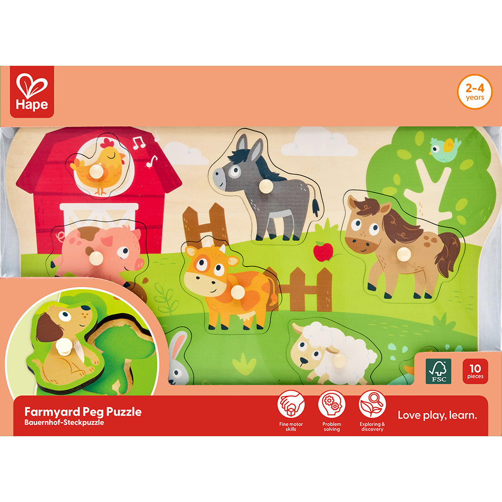 Farmyard Peg Puzzle - 10 Pcs Wood