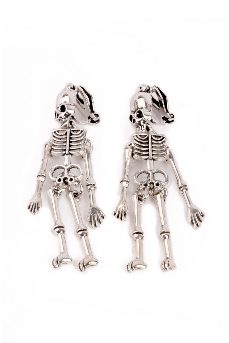 Clip-on Earrings - Spooky Scary Skeleton