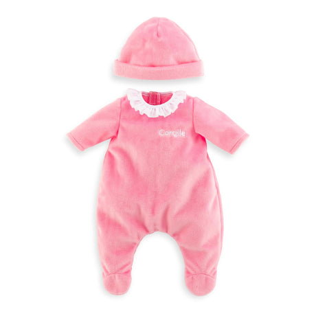 Pyjama et bonnet rose pour poupon 30 cm
