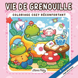 Coloriage cozy réconfortant - Vie de grenouille
