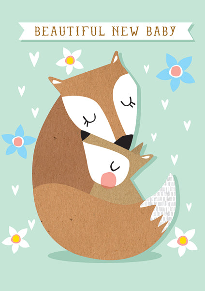 Carte de souhaits - Beautiful new baby - Renard