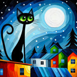 Diamond Painting - Black Cat on the Roof - 30 x 30 cm