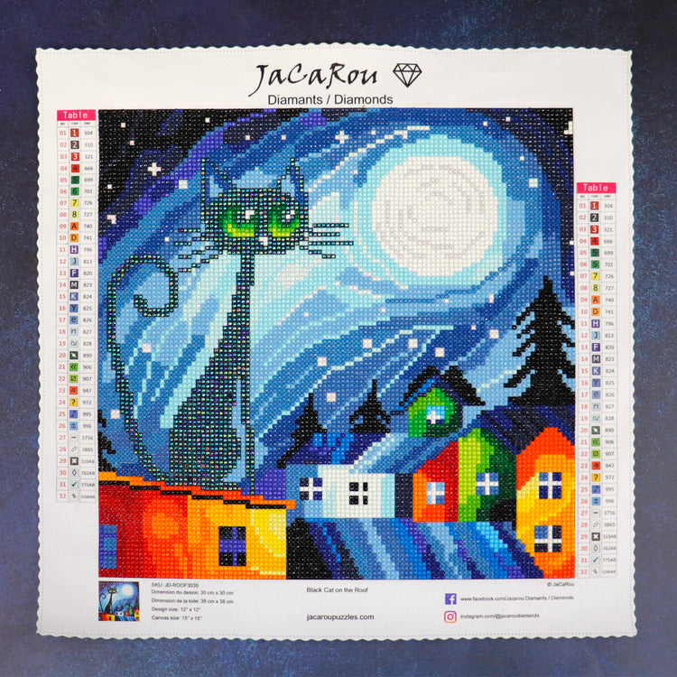 Diamond Painting - Black Cat on the Roof - 30 x 30 cm