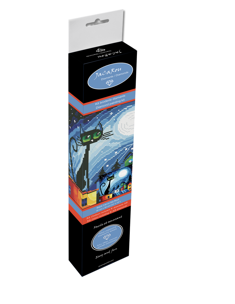 Diamond Painting - Black Cat on the Roof - 30 x 30 cm