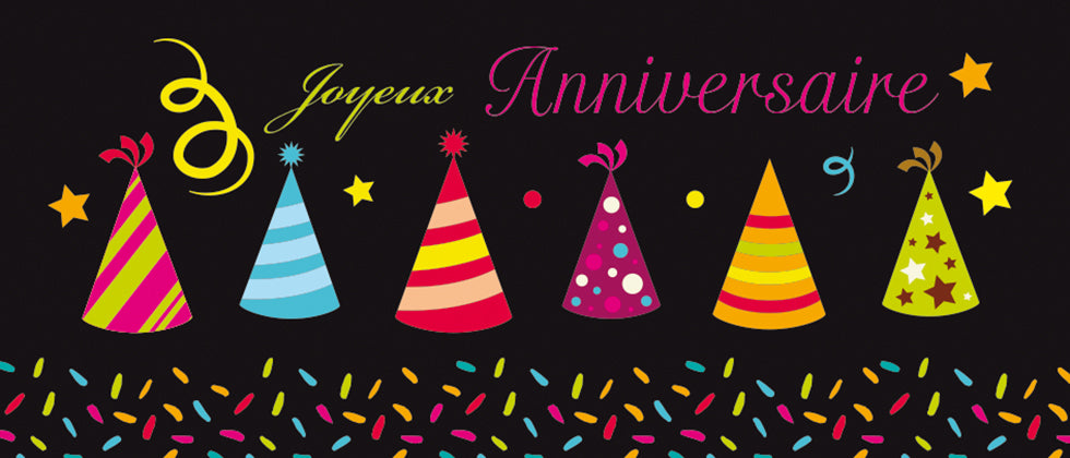 Carte de souhaits - Joyeux anniversaire - Chapeaux de fête