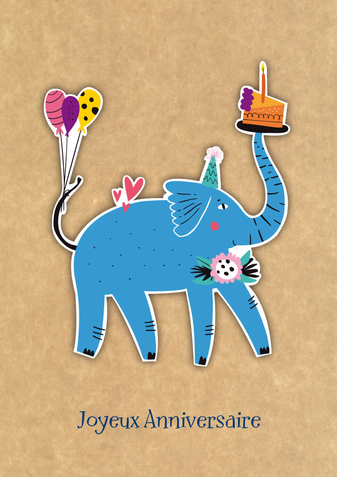 Carte de souhaits - Joyeux anniversaire - Elephant