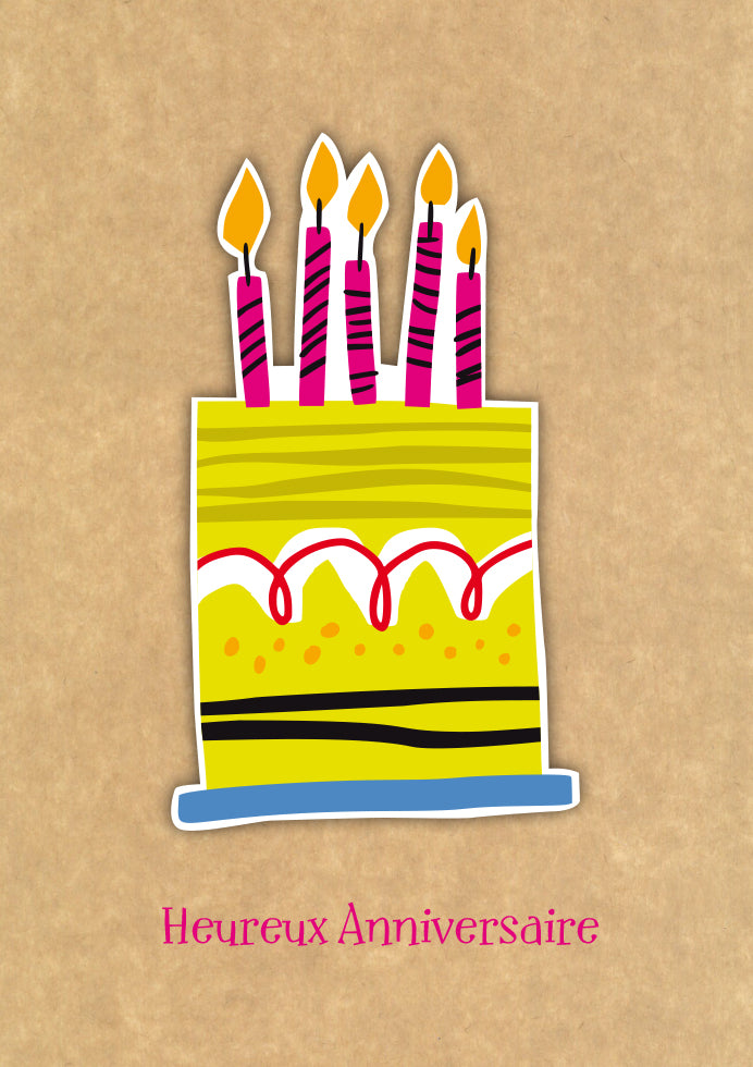 Carte de souhaits - Heureux anniversaire - Gâteau