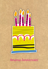 Carte de souhaits - Heureux anniversaire - Gâteau