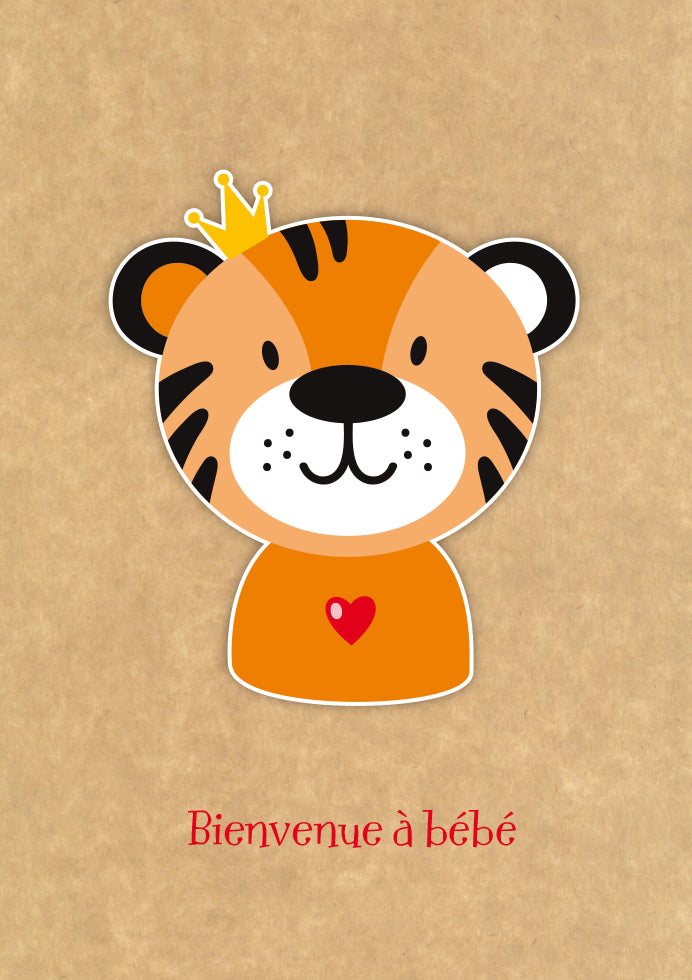 Carte de souhaits - Bienvenue à bébé - Tigre