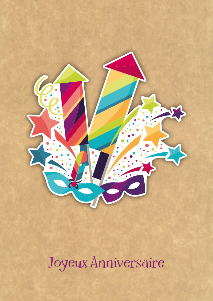 Carte de souhaits - Joyeux anniversaire - Artifices