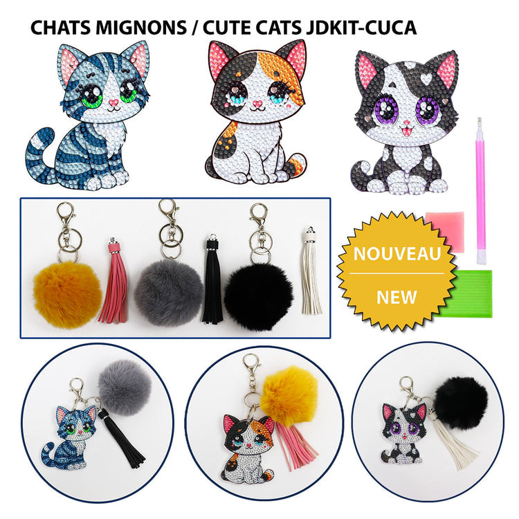 Kit de broderie de diamants décos pour sacs - Chats Mignons