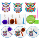 Kit de broderie de diamants décos pour sacs - Hiboux Colorés