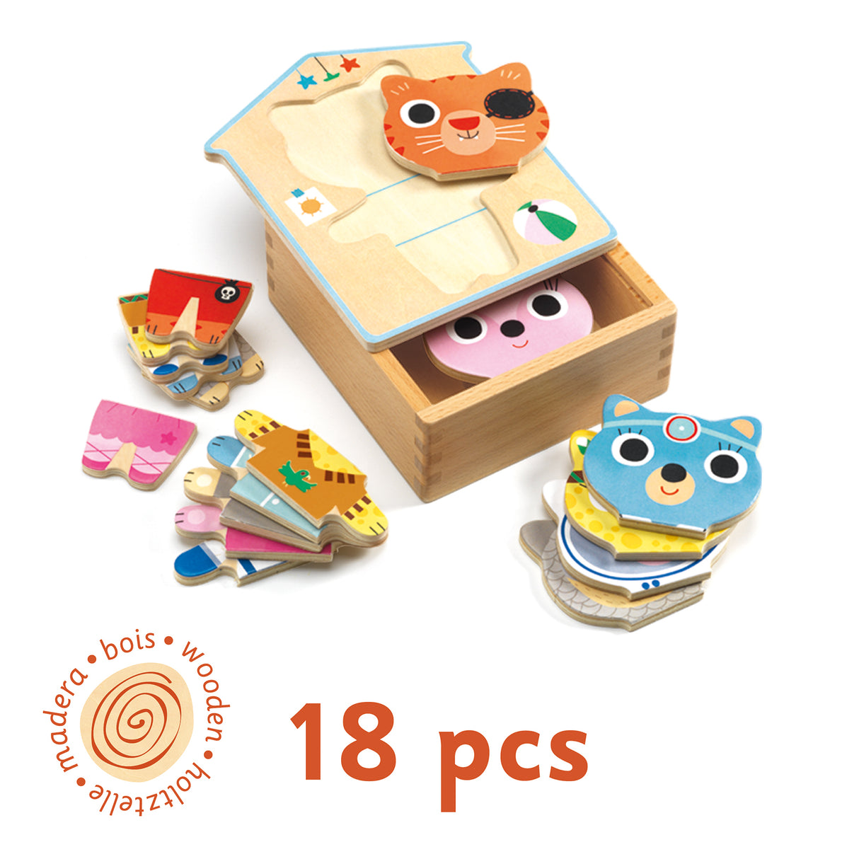 Dressup-Mix - 6 x 3 wood pcs