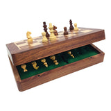Jeu d'échecs en bois pliant 18 cm