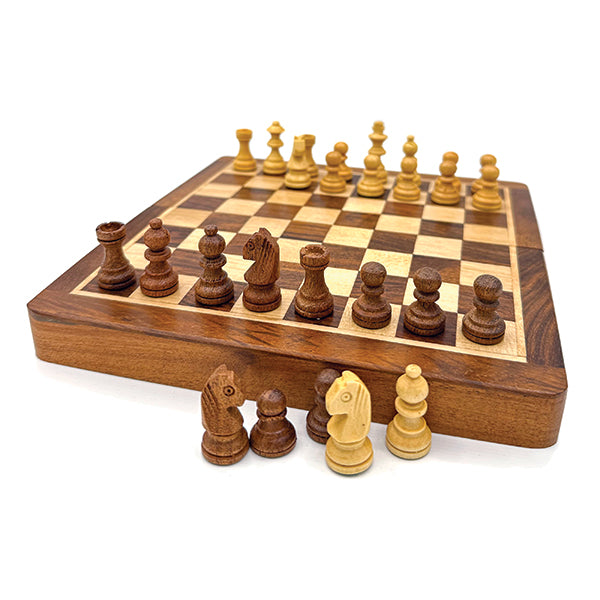 Jeu d'échecs en bois pliant 18 cm