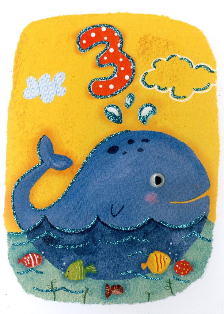 Carte de souhaits - Baleine - 3 ans