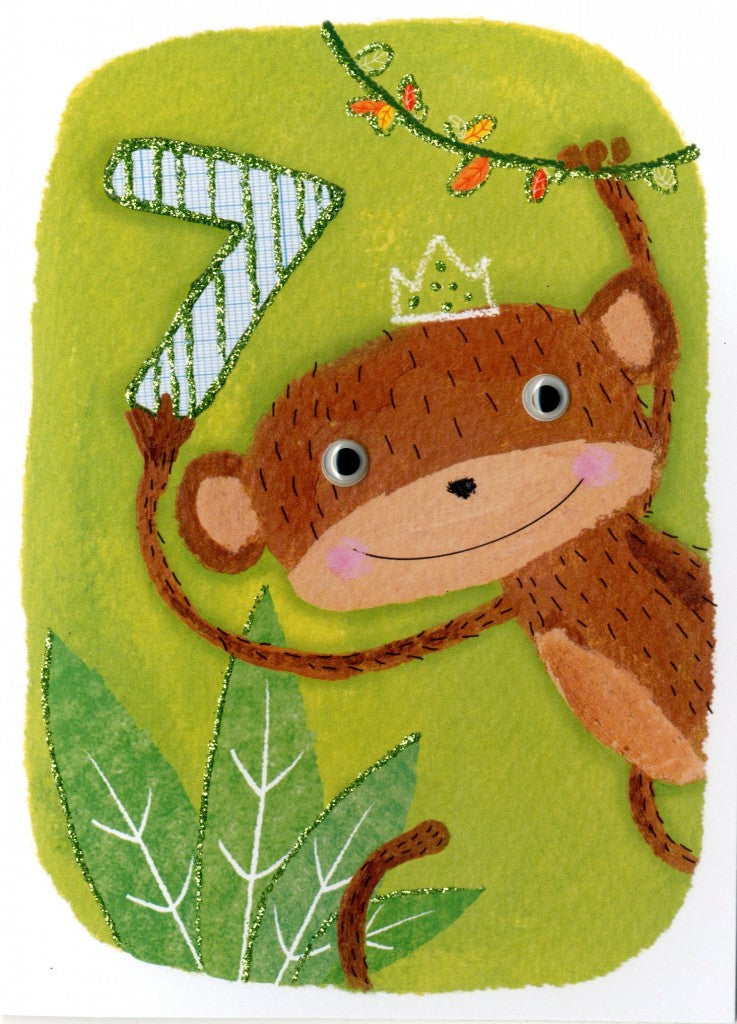 Carte de souhaits - Singe - 7 ans