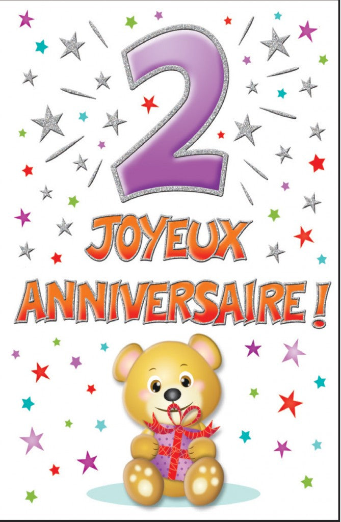 Carte de souhaits - Joyeux anniversaire - 2 ans
