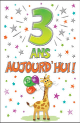 Carte de souhaits - Joyeux anniversaire - 3 ans