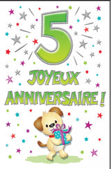 Carte de souhaits - Joyeux anniversaire - 5 ans
