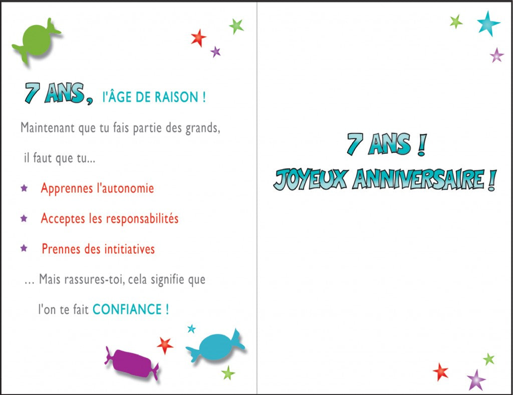 Carte de souhaits - Joyeux anniversaire - 7 ans