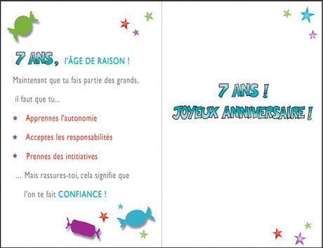 Carte de souhaits - Joyeux anniversaire - 7 ans