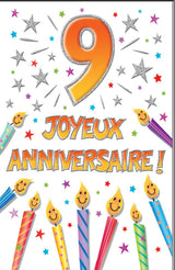 Carte de souhaits - Joyeux anniversaire - 9 ans