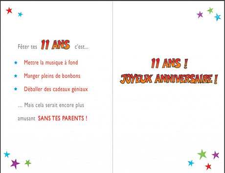 Carte de souhaits - Joyeux anniversaire - 11 ans